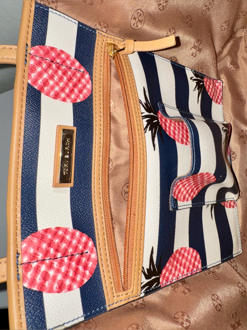 Tory Burch Kerrington Striped Pink Pineapple Tote 2015 - like new condition - Picture 11 of 15